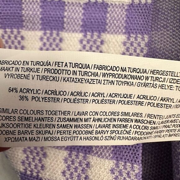 Primark Women's Check Gingham Knit Seamless Mini Skirt Purple White Large NWT - Picture 6 of 6